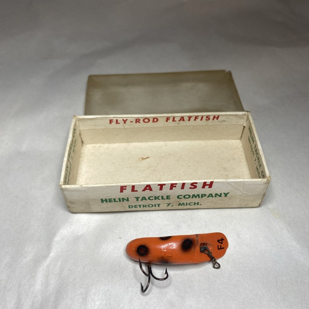 Vintage Helin's Fly-rod Flatfish‎ F4 Orange With Box